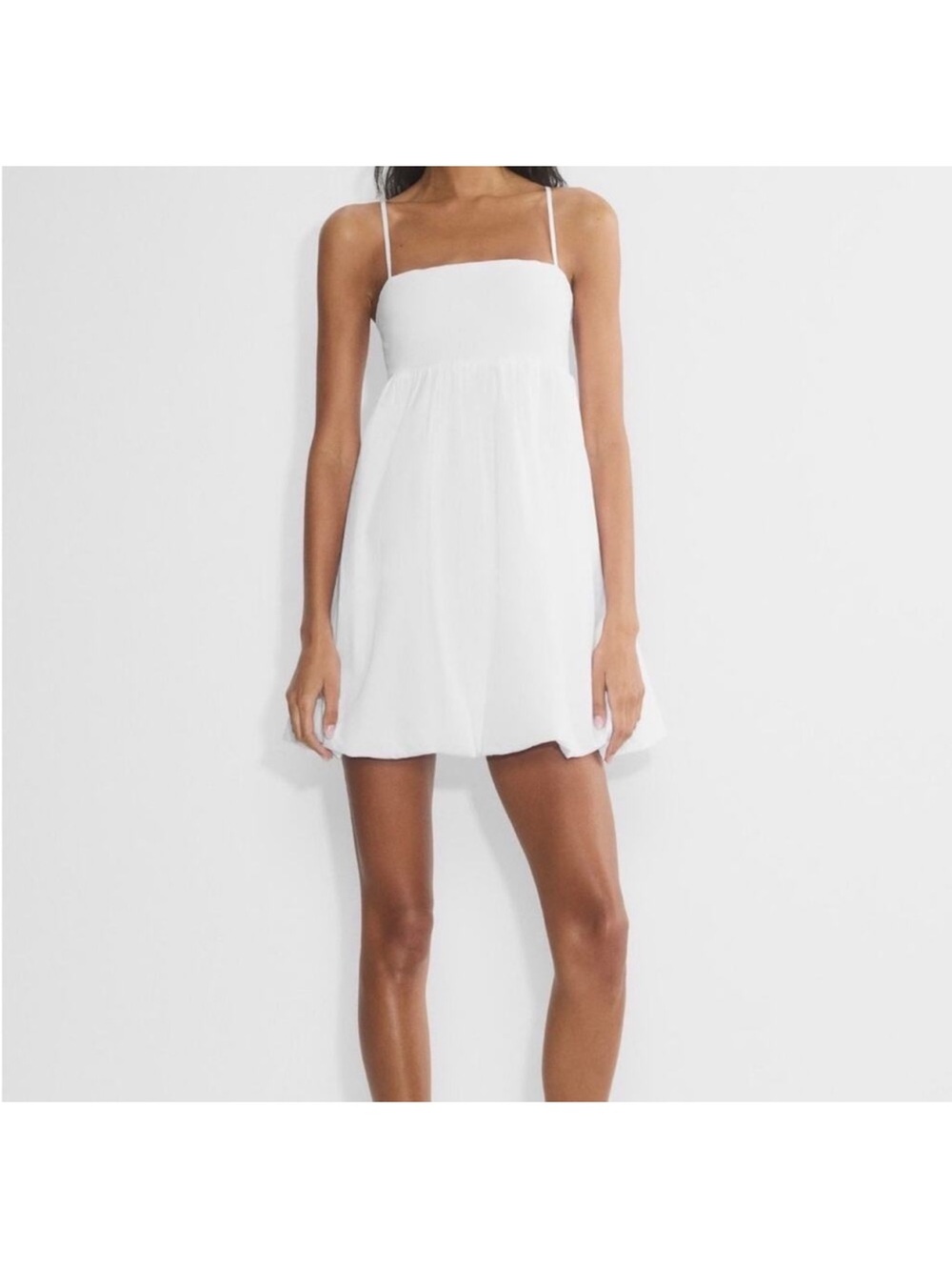 Aritzia White Spaghetti Strap Babydoll Dress